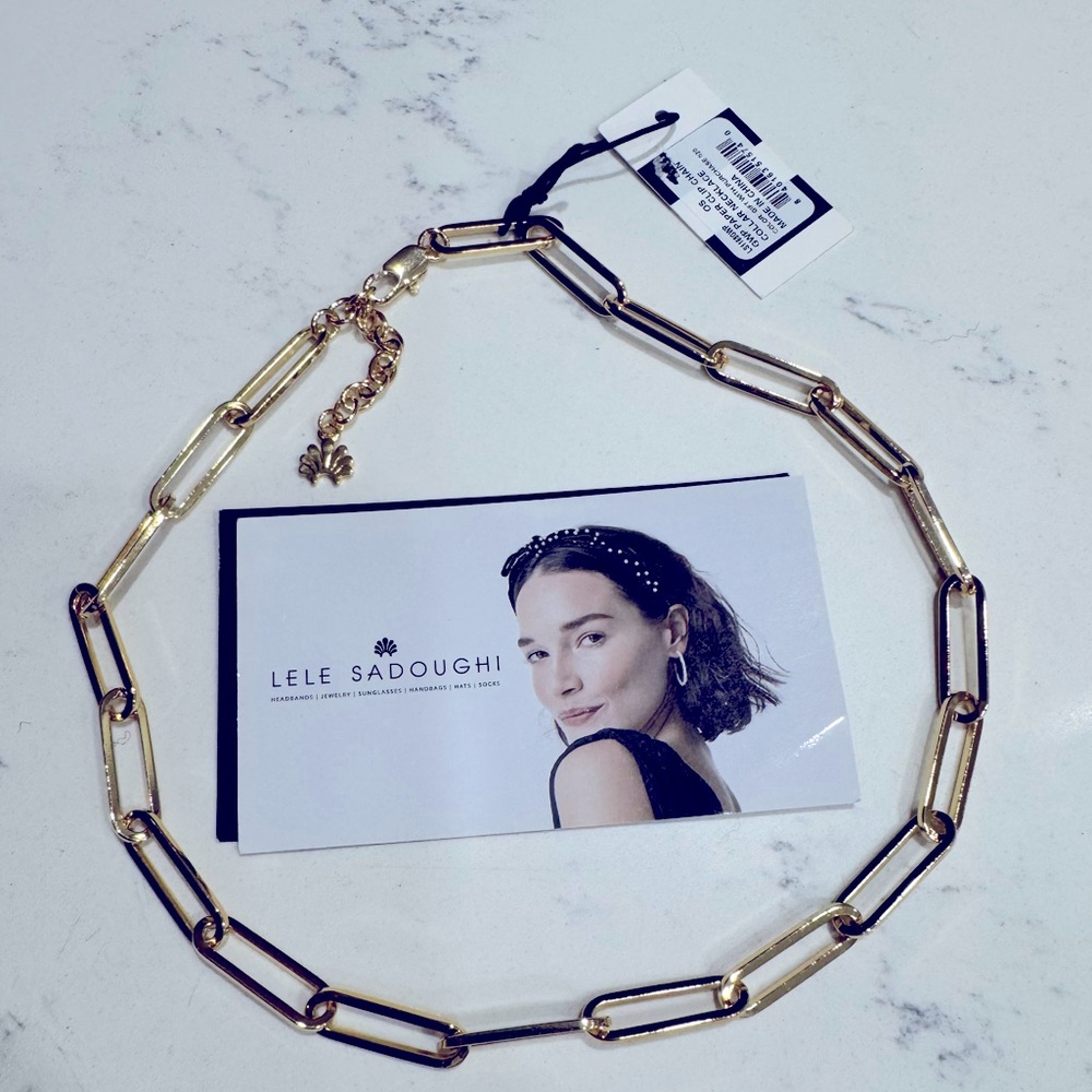 LELE SADOUGHI paper clip chain collar necklace New